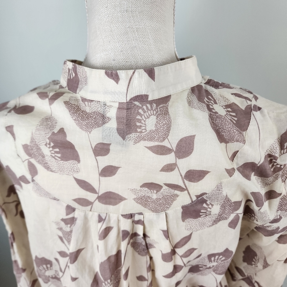 Moda International Women’s Floral Sheer Flowy 3 Button Blouse Top Size Large — image 3 of 7